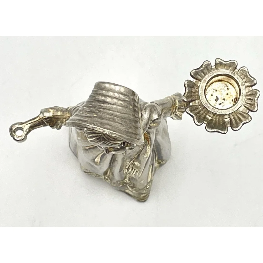 Vintage 1980s Silver Tone Victorian Lady Candle Holder Figurine 4